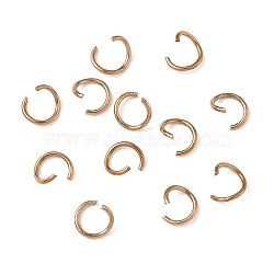 304 Stainless Steel Open Jump Rings, Round, Rose Gold, 6x0.8mm, 20 Gauge, Inner Diameter: 4.5mm(STAS-Z150-01C-RG)