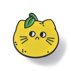 Fruits with Cat Enamel Pins, Alloy Brooches for Backpack Clothes, Lemon, 26x25.5mm(JEWB-A032-01D)