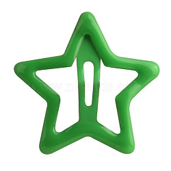 Hair Accessories Iron Snap Hair Clips, with Enamel, Star, Green, 30x30mm(OHAR-PW0001-063-05)