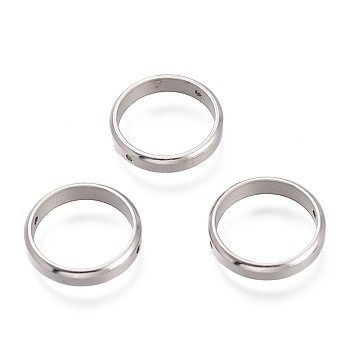 201 Stainless Steel Bead Frames, Ring, Stainless Steel Color, 14x3mm, Hole: 1mm