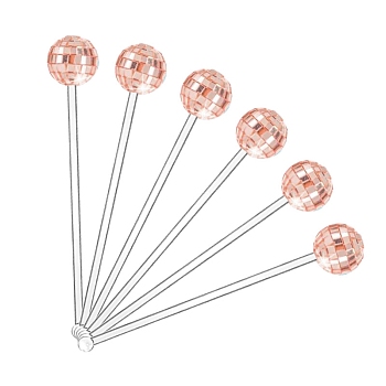 Disco Ball Plastic Cocktail Stirrers, Stirring Rods, Round, Light Salmon, 205mm