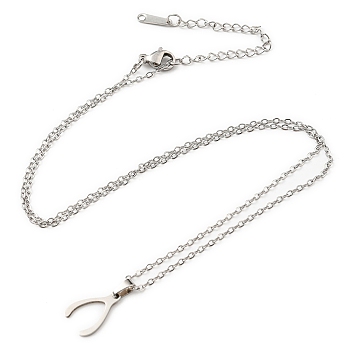 201 Stainless Steel Claw Pendant Necklace with Cable Chains, Stainless Steel Color, 17.83 inch(45.3cm)