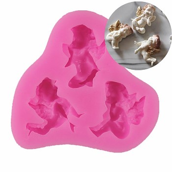 Food Grade Silicone Molds, Fondant Molds, For DIY Cake Decoration, Chocolate, Candy, UV Resin & Epoxy Resin Jewelry Making, Angel, Deep Pink, 78x70x12mm