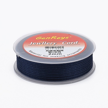 Braided Nylon Threads, Dyed, Dark Blue, 2mm, about 9.84 yards(9m)/roll