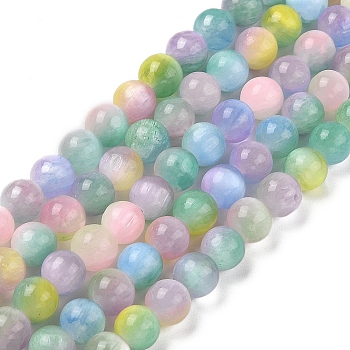 Natural Selenite Beads Strands, Dyed, Round, Mixed Color, 8mm, Hole: 1.4mm, about 47pcs/strand, 15.12''(38.4cm)