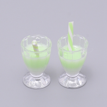 Plastic Pendants, Bubble Tea Shape, Pale Green, 31x16mm, Hole: 2mm
