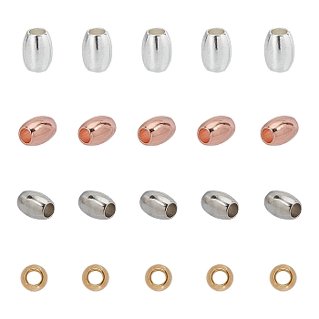 Oval Brass Spacer Beads, Mixed Color, 4x3mm, Hole: 1.5mm, 100pcs/color, 4 colors, 400pcs/box
