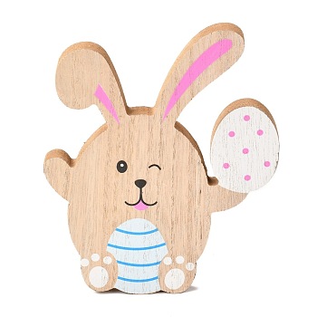 Easter Theme Natural Wood Display Decorations, Bunny & Egg, BurlyWood, 122x15x149mm