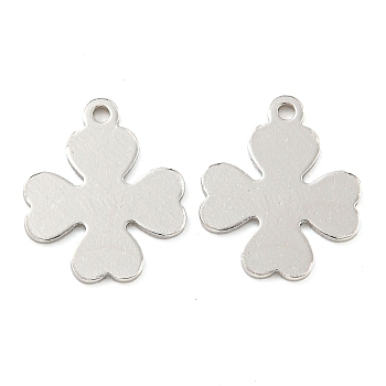 925 Sterling Silver Clover Charms, with 925 Stamp, Real Platinum Plated, 12x10x0.5mm, Hole: 1mm