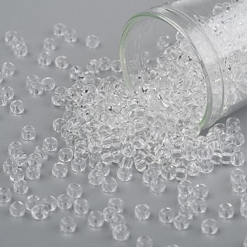TOHO Round Seed Beads, Japanese Seed Beads, (1) Crystal Clear, 8/0, 3mm, Hole: 1mm, about 1111pcs/50g