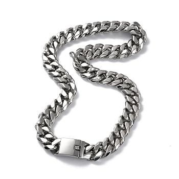 304 Stainless Steel Cuban Link Chain Necklaces, Stainless Steel Color, 25.20 inch(64cm)