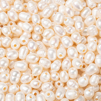 Grade B Natural Cultured Freshwater Pearl Beads, Nice for Mother's Day Earring Making, Oval, Natural Color, White, 8~9x8~12mm, Hole: 2.5mm