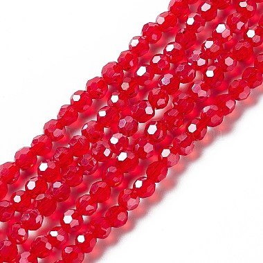 4mm Red Round Electroplate Glass Beads