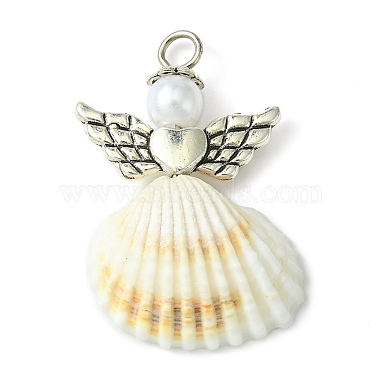 Antique Silver WhiteSmoke Angel & Fairy Shell Pendants
