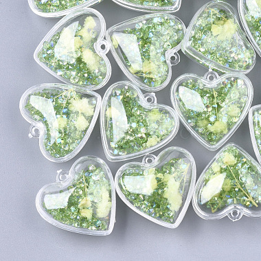 Green Heart Plastic Pendants