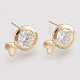 Brass Cubic Zirconia Stud Earrings(X-KK-T029-114G)-1