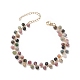 Natural Tourmaline Round Beaded Charm Bracelet(BJEW-TA00220)-1