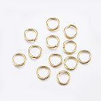 304 Stainless Steel Open Jump Rings, Round, Real 18K Gold Plated, 20 Gauge, 6x0.8mm, Inner Diameter: about 4.5mm(X-STAS-L187-6x0.8mm-G)