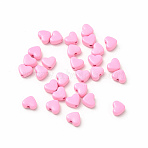 Heart Spray Painted Alloy Beads, Cadmium Free & Nickel Free & Lead Free, Pearl Pink, 5x6x3mm, Hole: 1.2mm(FIND-G053-01B)