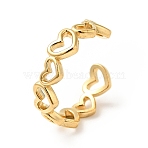 PVD Vacuum Plating 304 Stainless Steel Heart Wrap Open Cuff Ring, Long-Lasting Plated, Hollow Ring for Women, Golden, US Size 6 3/4(17~19mm)(RJEW-C040-01G)