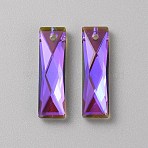Glass Pendants, Rectangle, Violet AB, 25x7x5mm, Hole: 1.6mm(GLAA-TAC0025-03C)