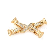 Brass Micro Pave Clear Cubic Zirconia Fold Over Clasps, Infinity, Real 18K Gold Plated, 33mm(KK-L289-008G)