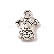 Tibetan Style Alloy Pendant, Cadmium Free & Lead Free, Cow, Antique Silver, 17x11x3.5mm, Hole: 1.8mm(TIBE-Q090-09AS)
