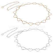 Elite 2Pcs 2 Style Alloy Heart Waist Chains, Chain Belt for Women, Platinum & Light Gold, 47.24 inch(120cm), 1Pc/style(AJEW-PH0004-05)