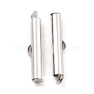 304 Stainless Steel Slide On End Clasp Tubes, Slider End Caps, Stainless Steel Color, 25x6x4mm, Hole: 3.5x1.5mm, Inner Diameter: 3mm(STAS-C044-08C-P)
