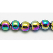 Non-Magnetic Synthetic Hematite Beads Strands, Grade A, Round, Rainbow Color, Size: about 12mm in diameter, hole: 1mm, about 35pcs/strand, 15.7 inch(G-D016-3)