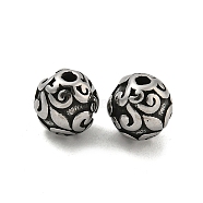 Round 304 Stainless Steel Beads, Antique Silver, 7.5x8mm, Hole: 1.8mm(STAS-E214-01AS-05)