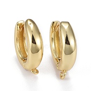 Brass Hoop Earrings, Huggie Hoop Earring Finding, Long-Lasting Plated, with Horizontal Loop, Ring, Real 18K Gold Plated, 16x15x2~4mm, Hole: 1.2mm, Pin: 1mm(EJEW-K083-33G)