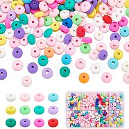 Elite 4 Strands 4 Colors Handmade Polymer Clay Beads Strands, for DIY Jewelry Crafts Supplies, Flat Round, Mixed Color, 6~7x3mm, Hole: 1.5mm, about 113~116pcs/strand, 15.55 inch~16.14 inch(39.5~41cm), 1 strand/color(CLAY-PH0001-55)
