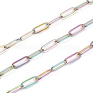 3.28 Feet Ion Plating(IP) 304 Stainless Steel Paperclip Chains, Drawn Elongated Cable Chains, Soldered, Rainbow Color,10x3.5x0.8mm(X-STAS-K209-07MC)