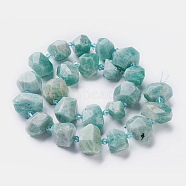 Natural Amazonite Beads Strands, Faceted, Nuggets, 12~20x12~16mm, Hole: 1.8~2mm, about 22~23pcs/strand, 15 inch~15.74 inch(38~40cm)(G-P434-11)