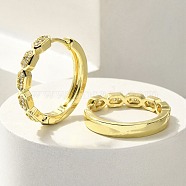 Brass Clear Cubic Zirconia Hoop Earrings, Real 18K Gold Plated, 21.5x3.5mm(EJEW-M047-22G)