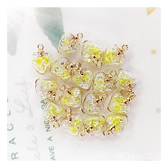 Luminous Glow in the Dark Glass Pendants, Heart Charms, Yellow, 20x15x9mm(FIND-PW0017-20C)