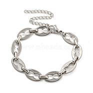 304 Stainless Steel Oval Link Chains Bracelets for Men & Women, Stainless Steel Color, 6-1/8 inch(15.5cm)(BJEW-D042-23P)