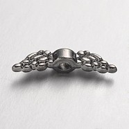 Tibetan Style Alloy Beads, Angel Wing, Gunmetal, Lead Free & Cadmium Free, 12x3x3mm, Hole: 1.5mm(X-K0PAC051)