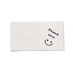 Rectangle Paper Earring Display Cards, Thank You Earrings Cards, White, 5x9x0.05cm(CDIS-A008-01A)