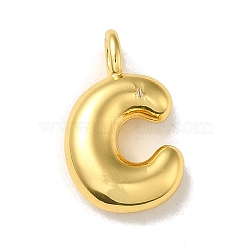 Brass Pendants, Real 18K Gold Plated, Balloon Letter Charms, Letter C, 19.5x12x5.5mm, Hole: 3.3mm(KK-K354-01G-C)