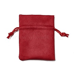 Velvet Cloth Drawstring Bags, Jewelry Bags, Christmas Party Wedding Candy Gift Bags, Rectangle, FireBrick, 9x7cm(TP-G001-01A-01)