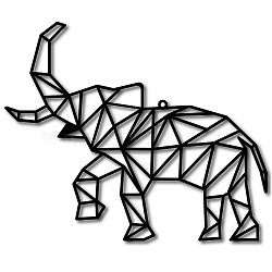 Iron Pendant Decorations, for Outdoor Garden Decoration, Elephant, Electrophoresis Black, 30x26cm(HJEW-WH0013-035)