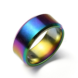 Stainless Steel Wide Band Finger Rings for Women Men, Plain Band Rings, Rainbow Color, 8mm, Inner Diameter: US Size 5 3/4(16.3mm)(RJEW-WH0009-13A-M)