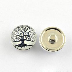 (Autumn Aesthetic Big Sale), Brass Jewelry Snap Buttons, with Glass Cabochons, Flat Round, Platinum Metal Color, Black, 18x9~10mm, Knob: 5.5~6mm(GLAA-Q030-03)