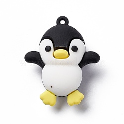 PVC Plastic Cartoon Big Pendants, for DIY Keychain Making, Penguin Pattern, 50x51.5x24mm, Hole: 2.5mm(PVC-G003-01C)