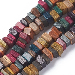 Coconut Beads Strands, Square Heishi Beads, Mixed Color, 7~8.5x7~8.5x2~5mm, Hole: 1.4mm, about 95 pcs/Strand, 15.55 inch(39.5 cm)(X-COCB-D0002-09)