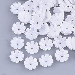 Opaque Resin Bead Caps, Multi-Petal, Flower, White, 10x10x3mm, Hole: 1.2mm(RESI-T040-032)
