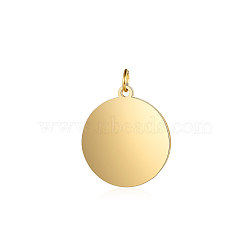 201 Stainless Steel Pendants, Flat Round, Stamping Blank Tag, Golden, 14.5x12x1mm, Hole: 3.5mm(STAS-S105-T638-2-12)