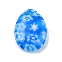 Handmade Millefiori Lampwork Beads, Teardrop, Dodger Blue, 18x13.5x4.5mm, Hole: 1~1.1mm(LAMP-G166-06E)